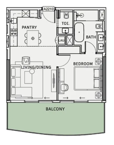 1 BR layout at One Sky Park