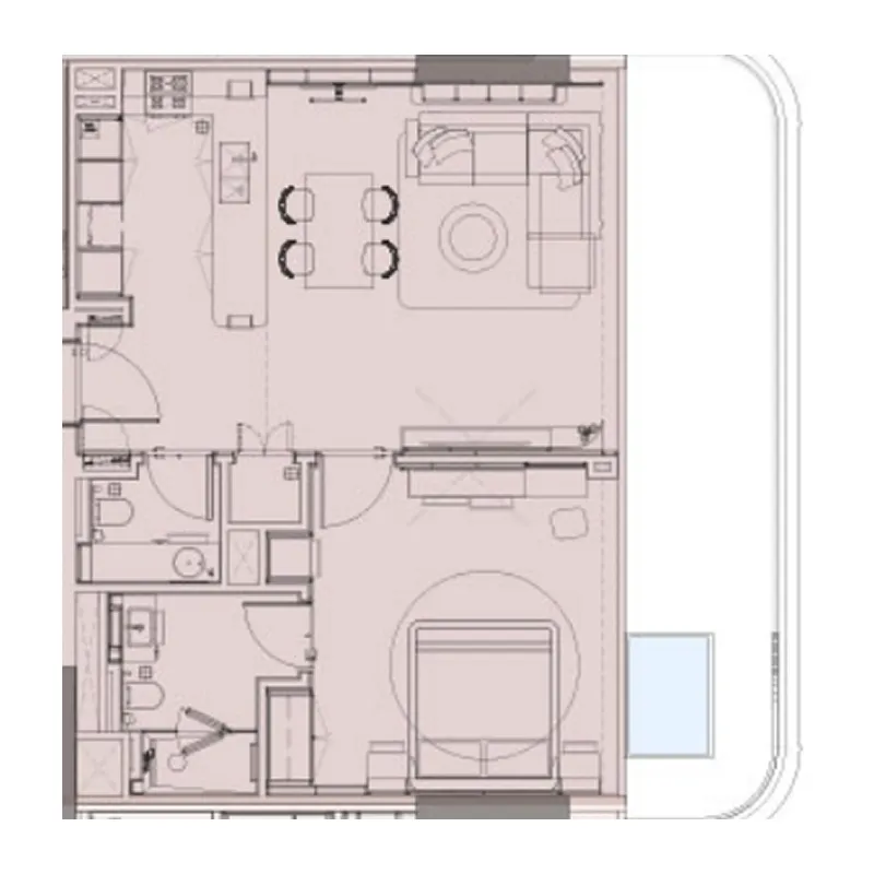 1 BR layout at Sunset Bay 5