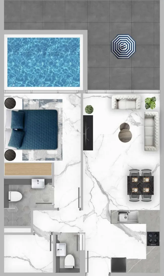 Samana Mykonos 1 BR floor plan - Dubai Studio City, Dubai - by Samana