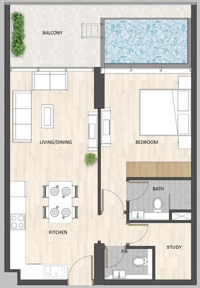 1 BR layout at Barari Palace