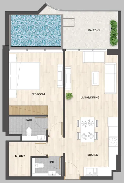 1 BR layout at Barari Palace