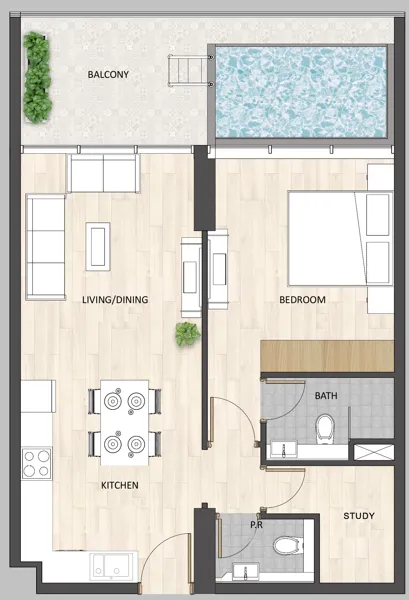 1 BR layout at Barari Palace