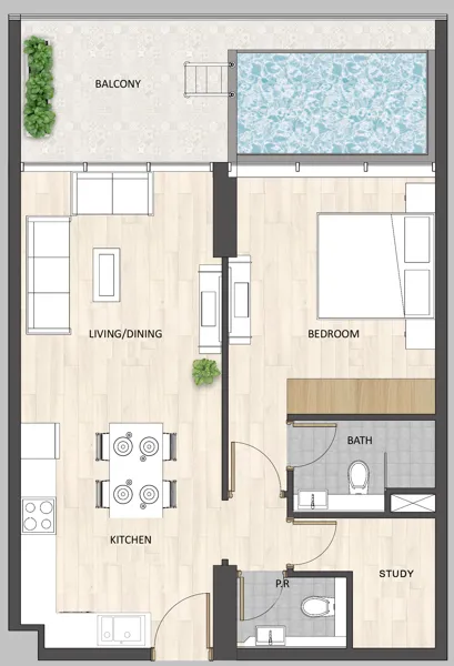 1 BR layout at Barari Palace