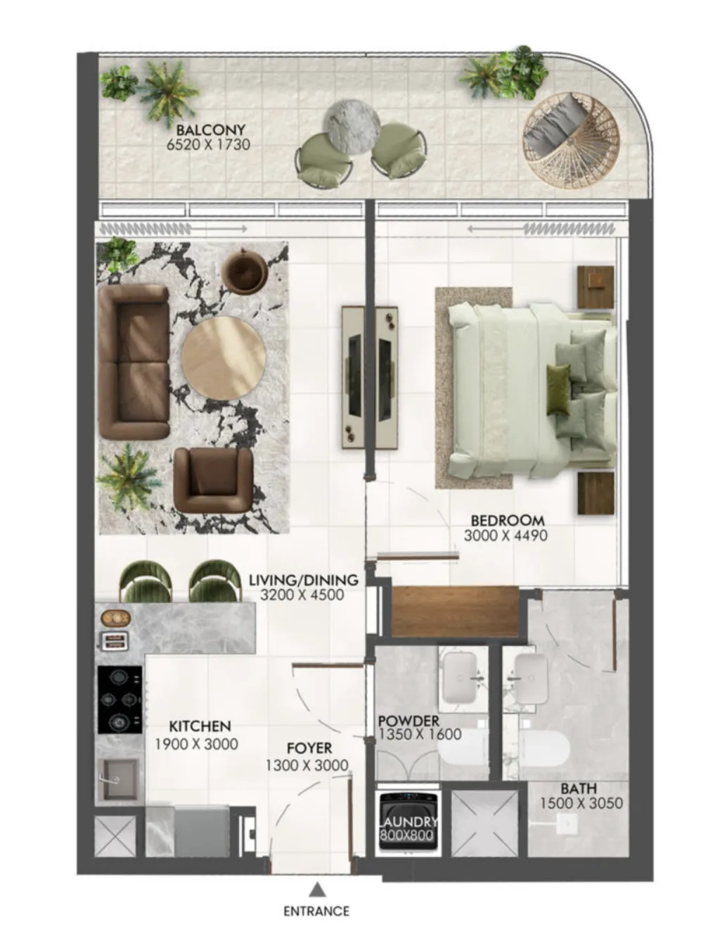 1 BR layout at Enchante