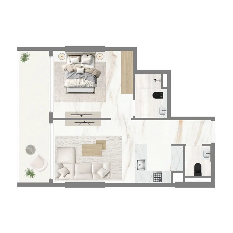 1 BR layout at Celesto 2