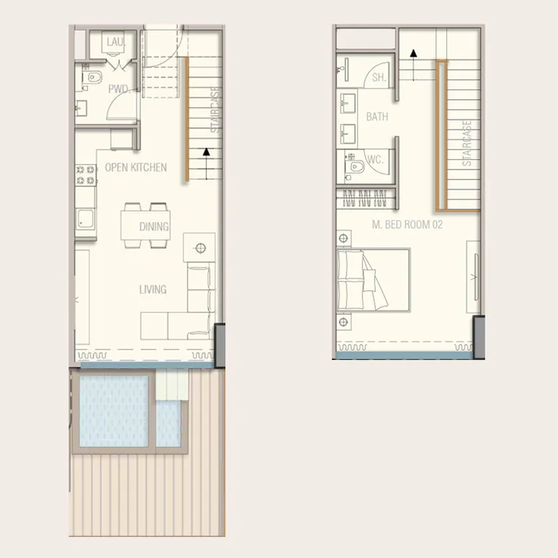 1 BR layout at Aquora by Casa Vista Development