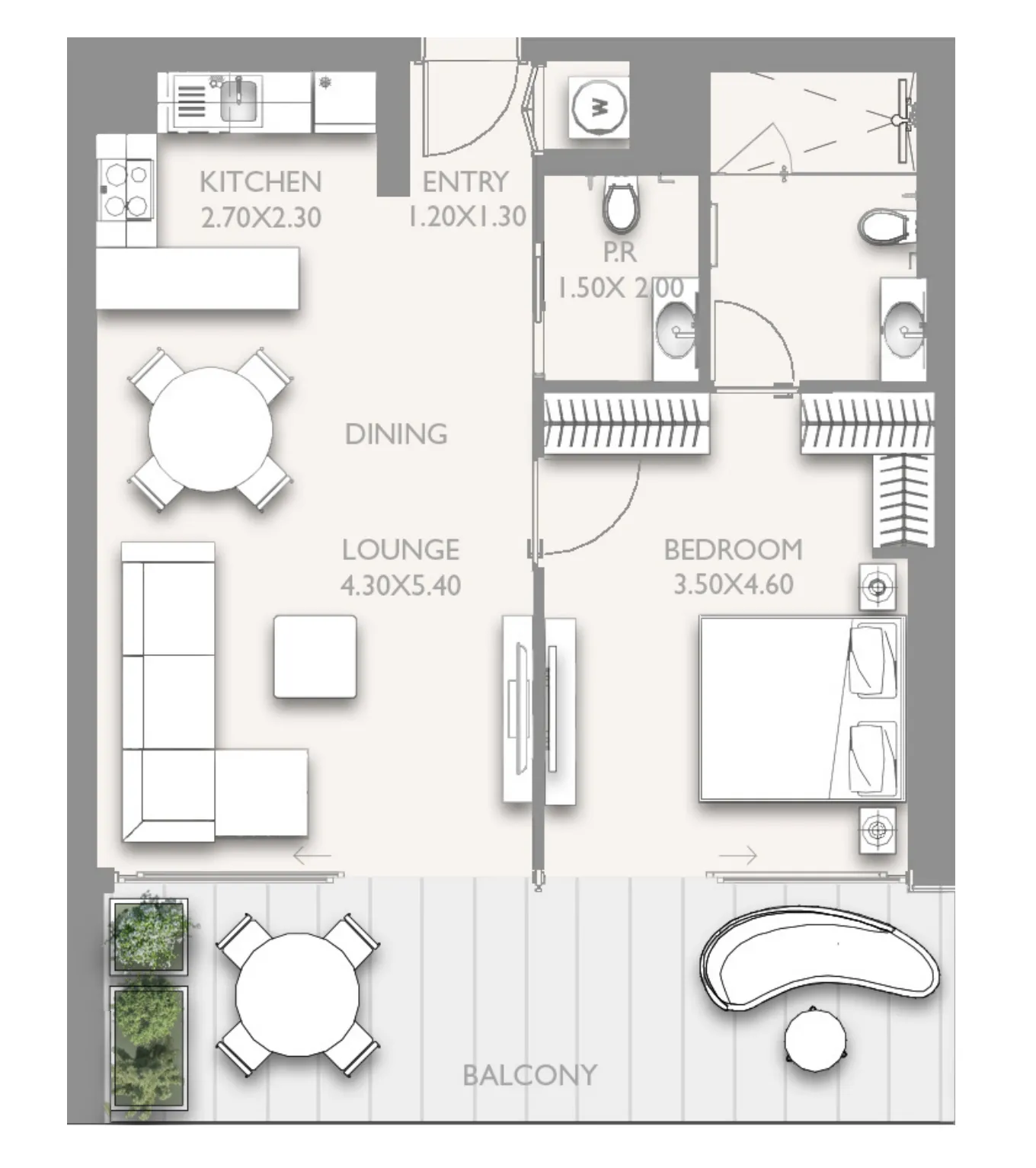 1 BR layout at Fairmont Residences Solara Tower
