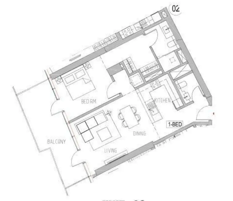 1 BR layout at Canal Heights