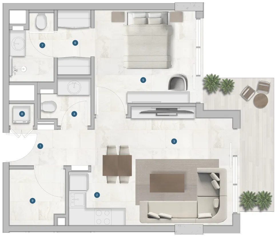 1 BR layout at Sola Residences