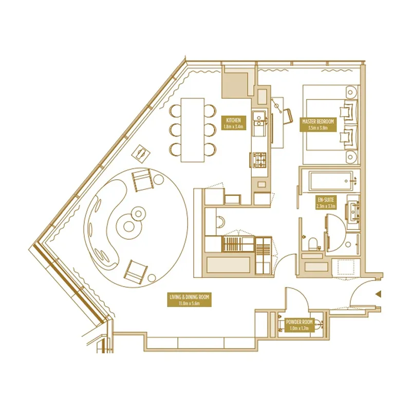 Uptown Tower 1 BR floor plan - JLT (Jumeirah Lake Towers), Dubai - by DMCC (part of ICD)
