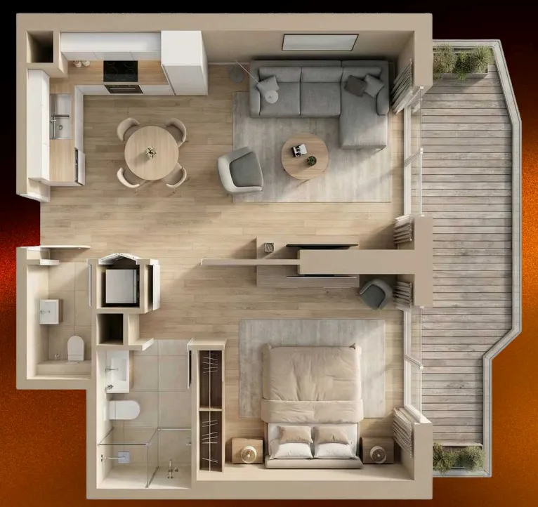 1 BR layout at 09 Life Residences