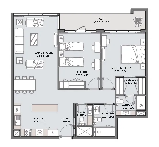 2 BR layout at Verdana VI