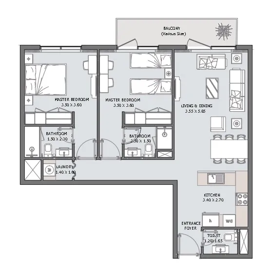 2 BR layout at Verdana VI