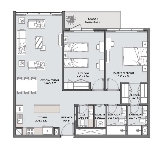 2 BR layout at Verdana VI