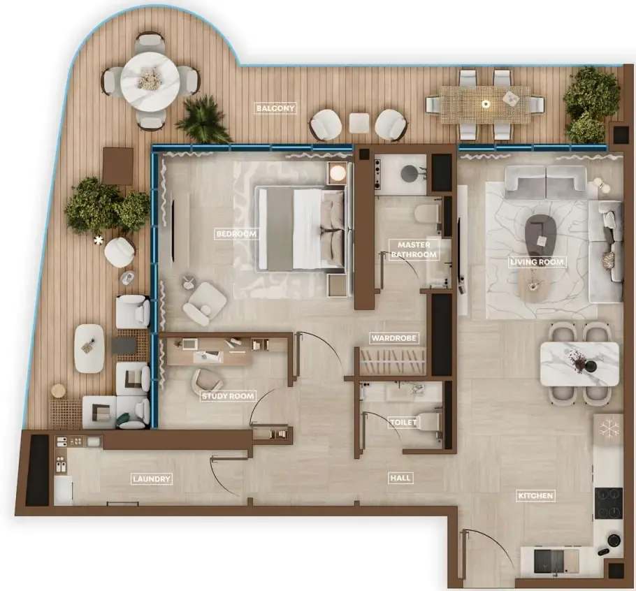 1 BR layout at Sky Hills Astra