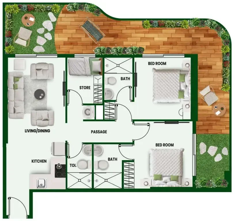 2 BR layout at Vincitore Wellness Estate