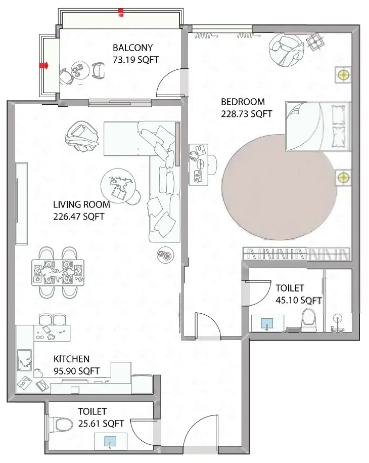 Ajman Creek Towers 1 BR floor plan - Free Zone, Dubai - by GJ Properties