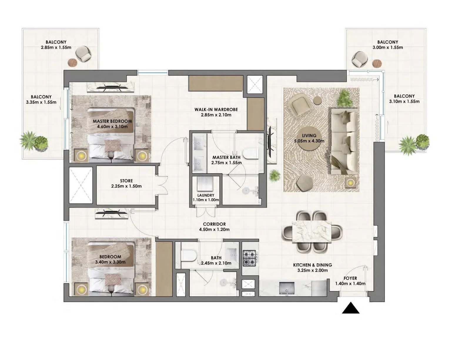 2 BR layout at Parkwood Emaar