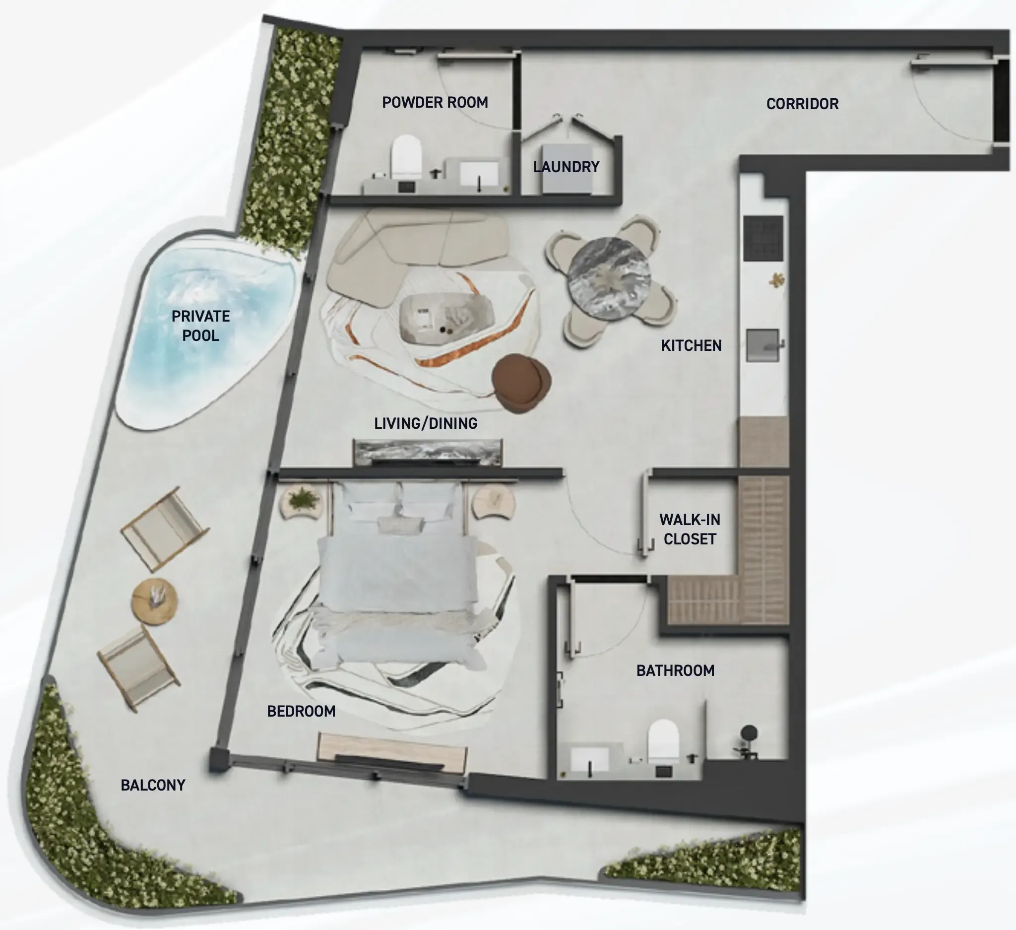 1 BR layout at Hadley Heights 2