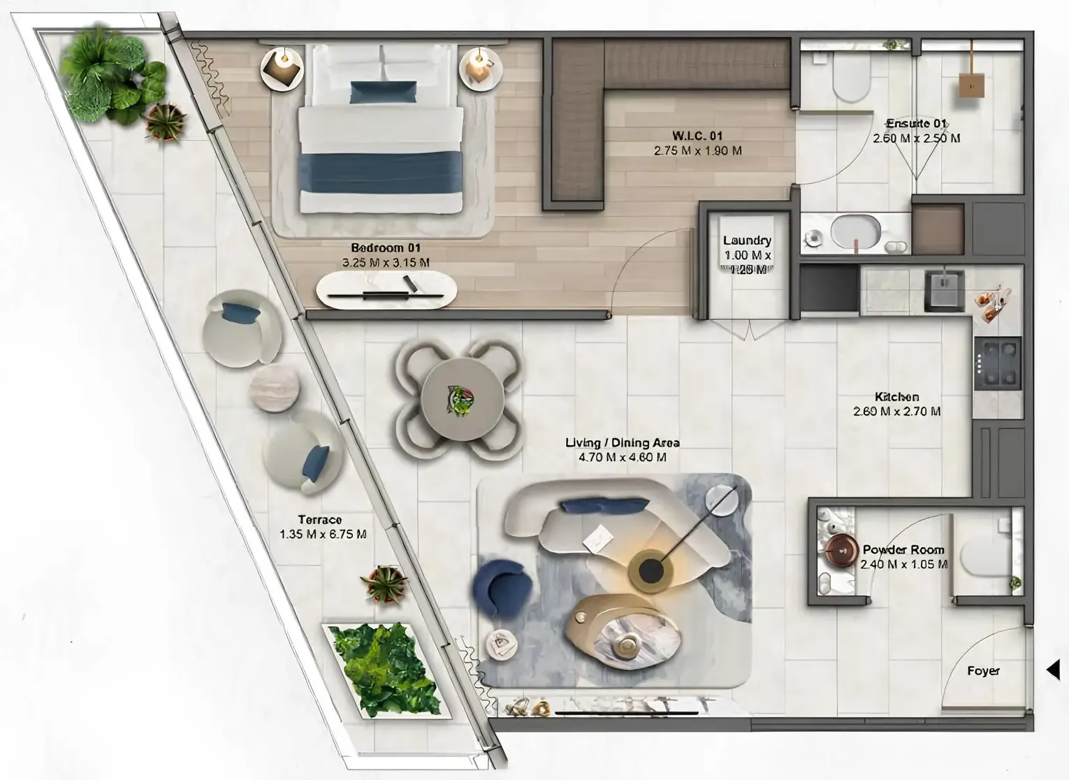 1 BR layout at Soulever by Beyond