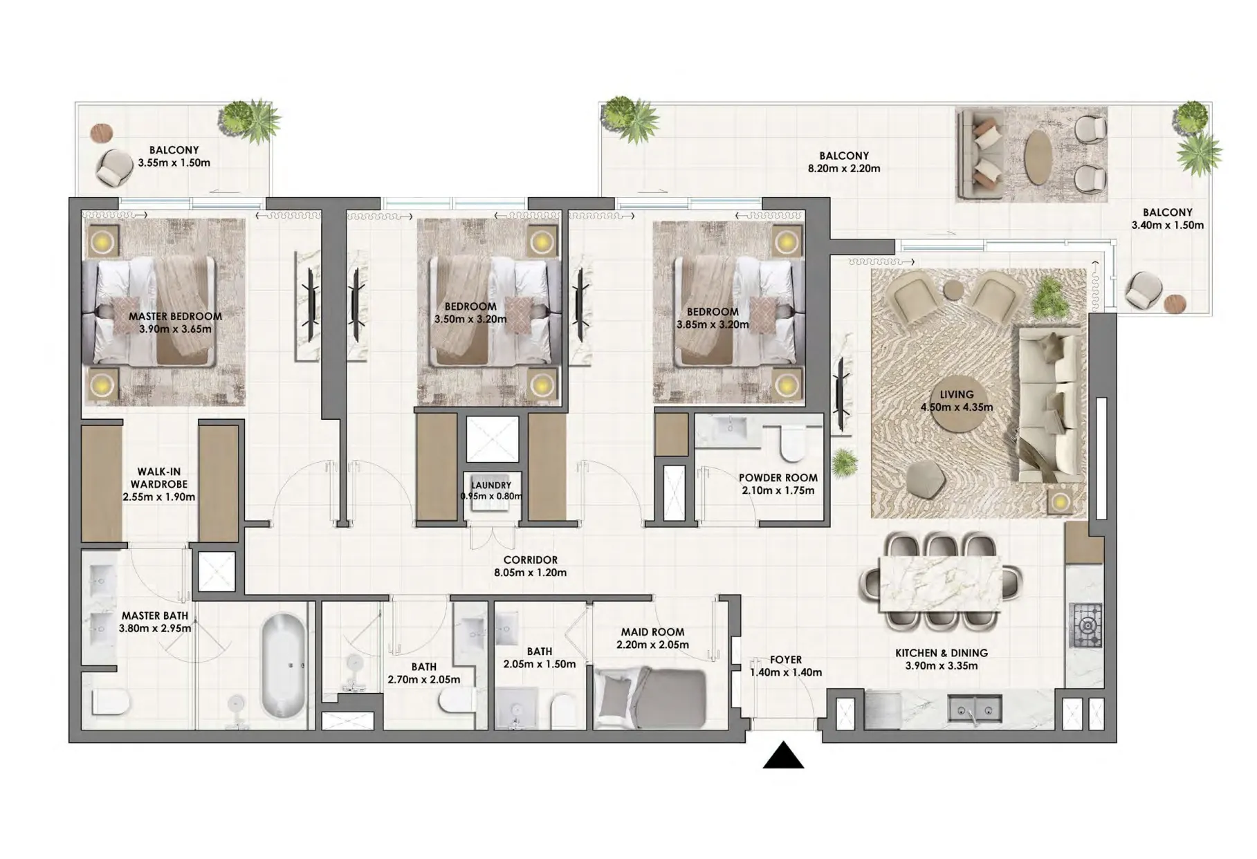 3 BR layout at Parkwood Emaar