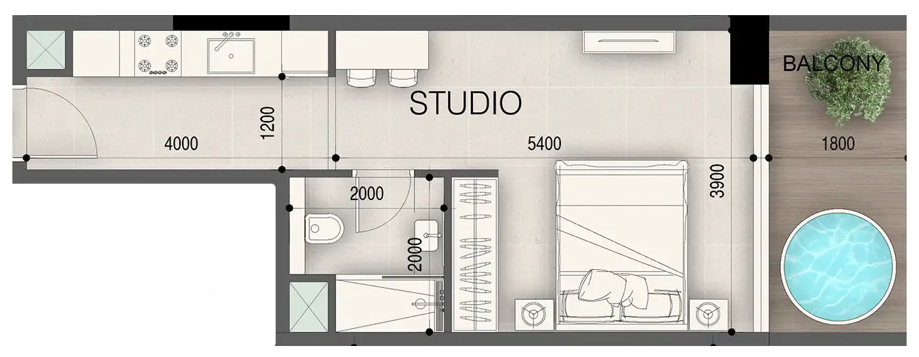 0 BR layout at Peace Avenue