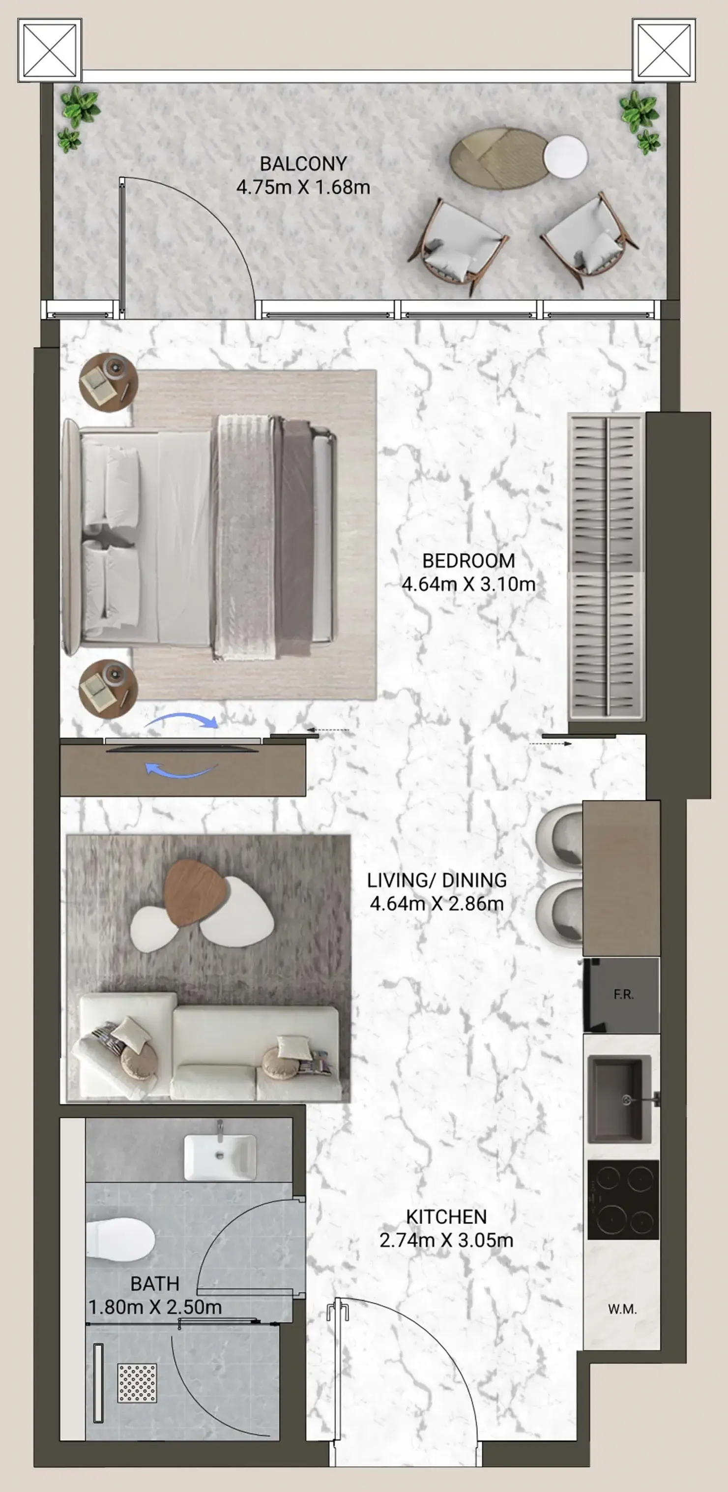 0 BR layout at V-Suites