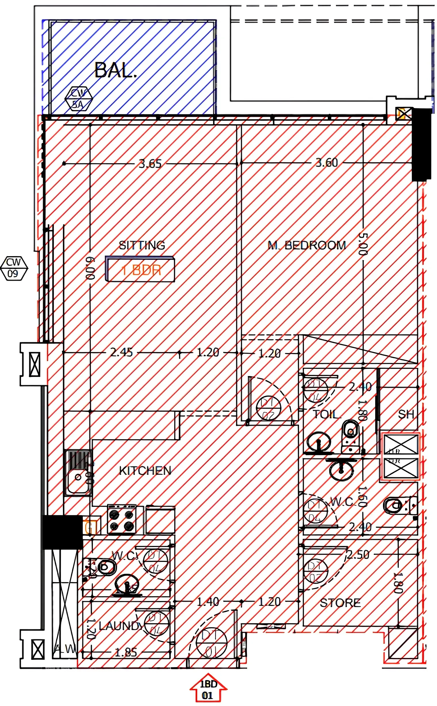 1 BR layout at Sea View Residence
