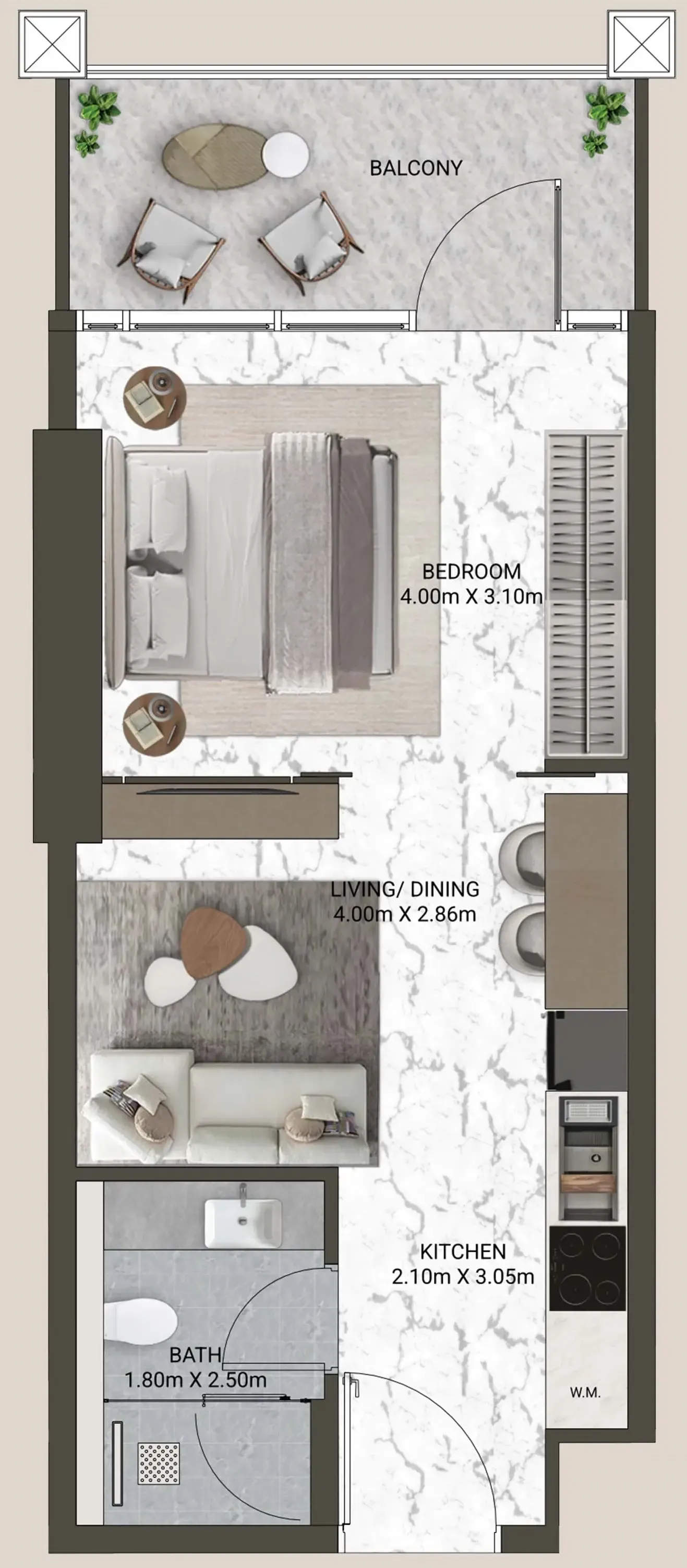 0 BR layout at V-Suites