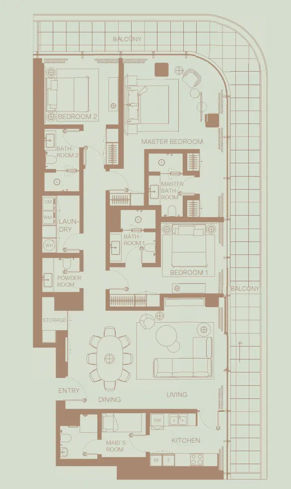 3 BR layout at Eden House The Park