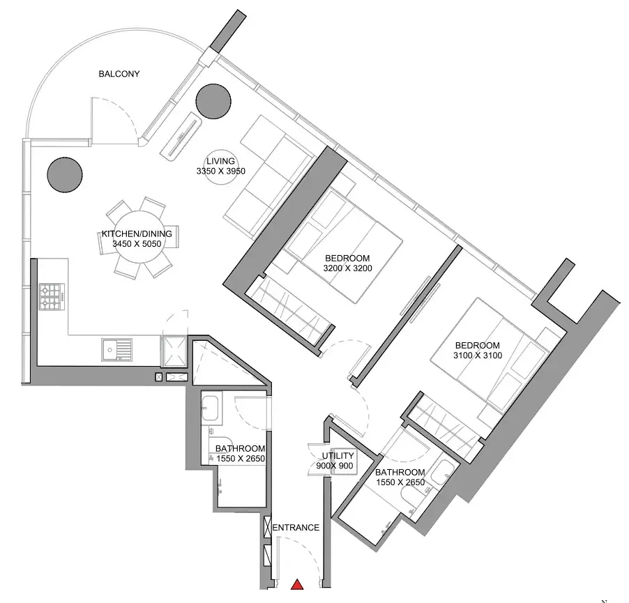 2 BR layout at Sobha Orbis