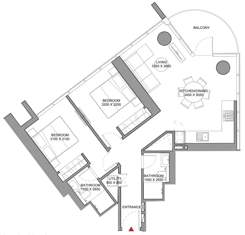 2 BR layout at Sobha Orbis
