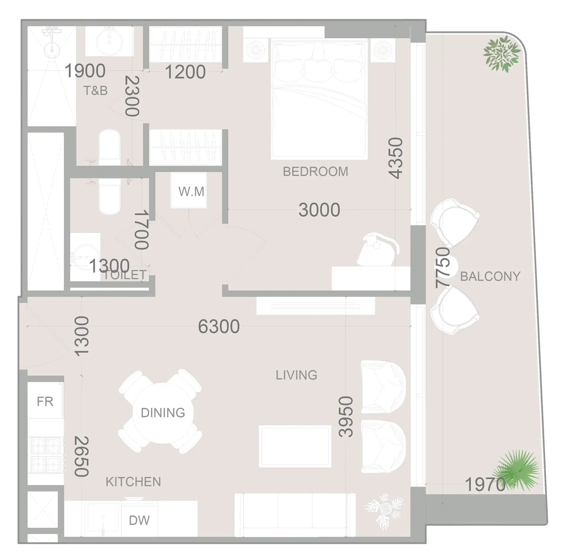 1 BR layout at ELAR1S Sky