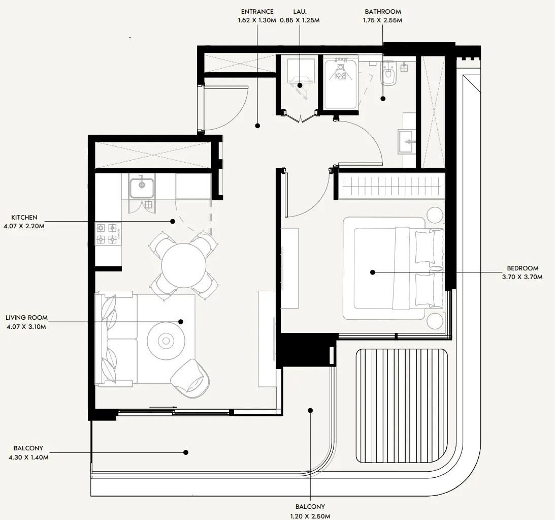 1 BR layout at Azizi Sakandar