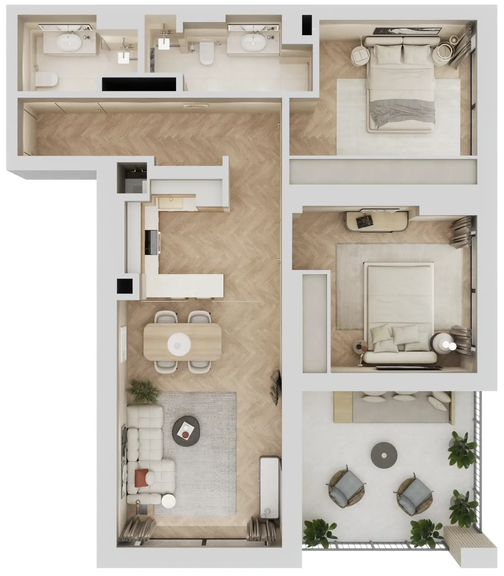 2 BR layout at Arisha Terraces