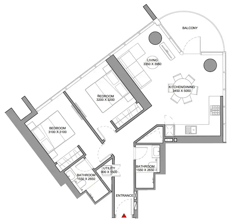 2 BR layout at Sobha Orbis