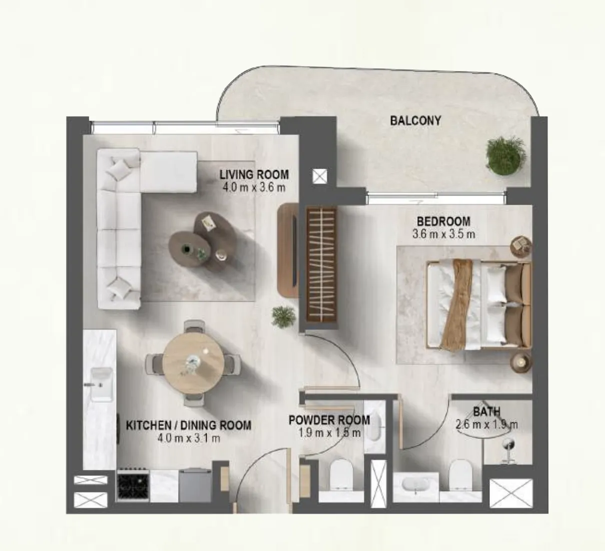 1 BR layout at Sanctuary