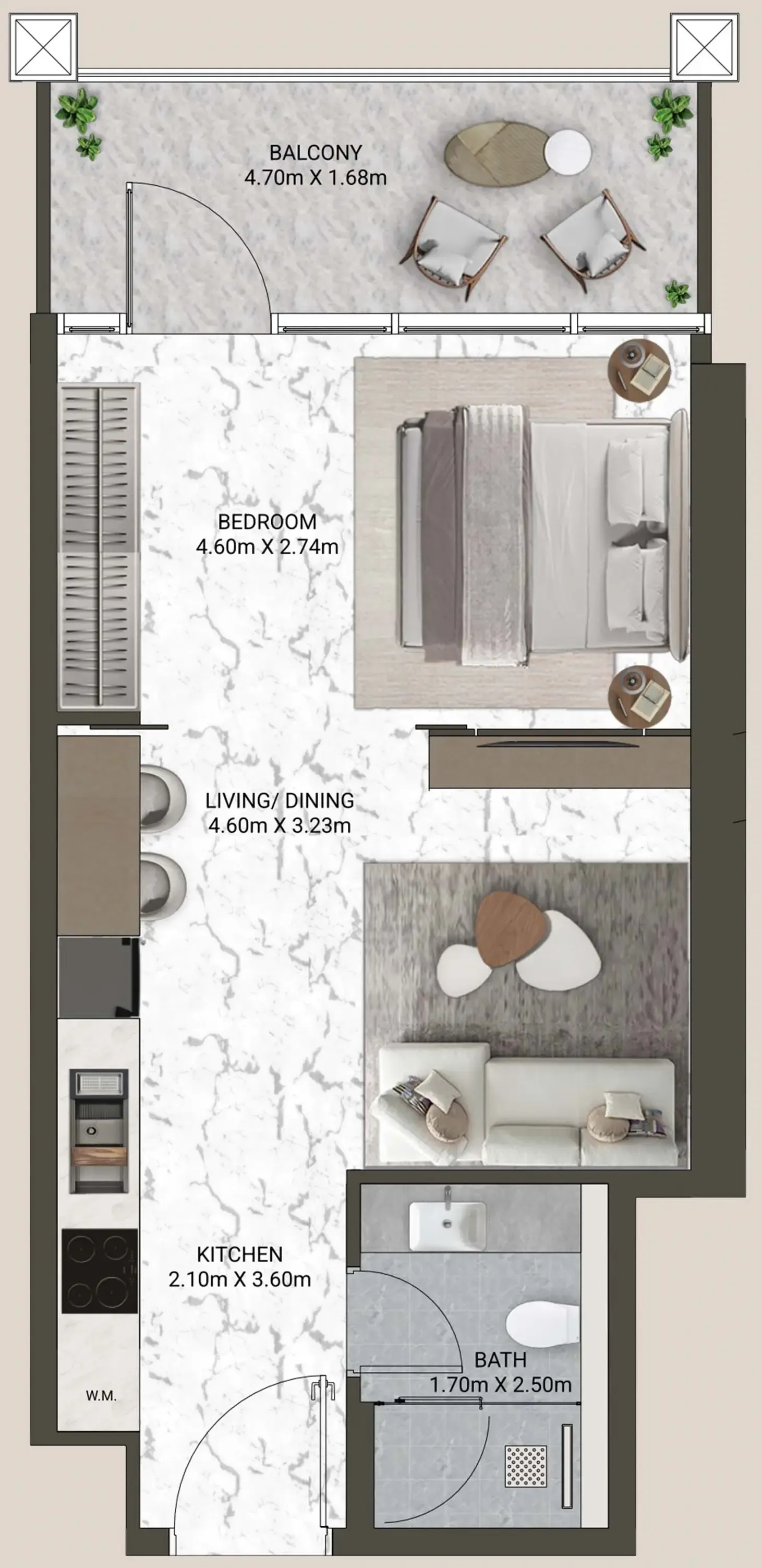 0 BR layout at V-Suites