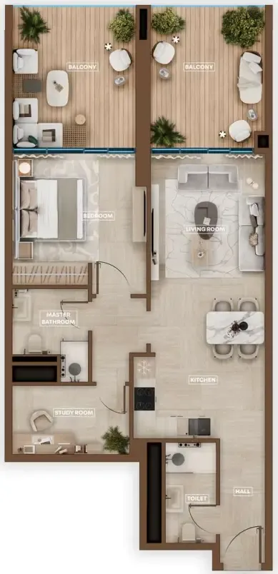 1 BR layout at Sky Hills Astra