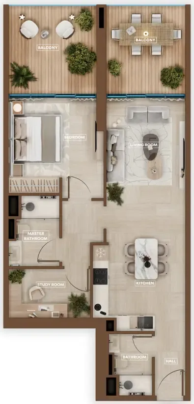 1 BR layout at Sky Hills Astra