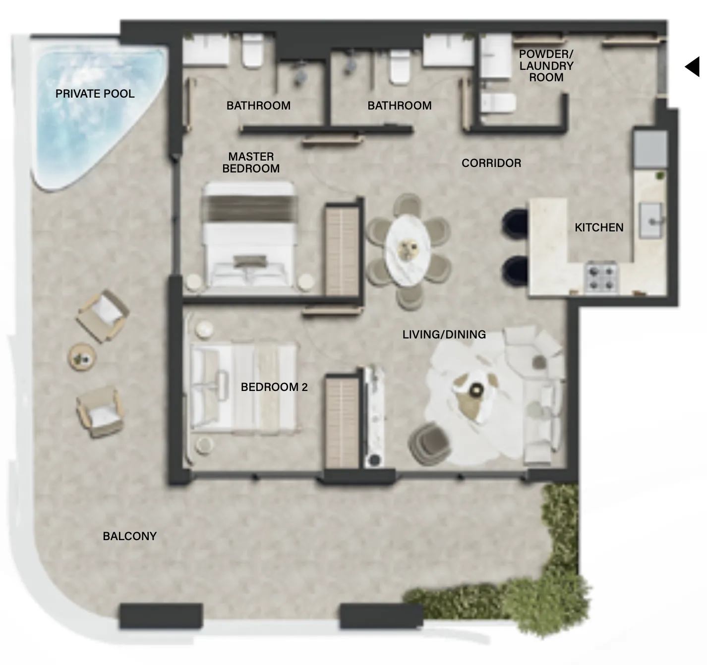 2 BR layout at Weybridge Gardens 4