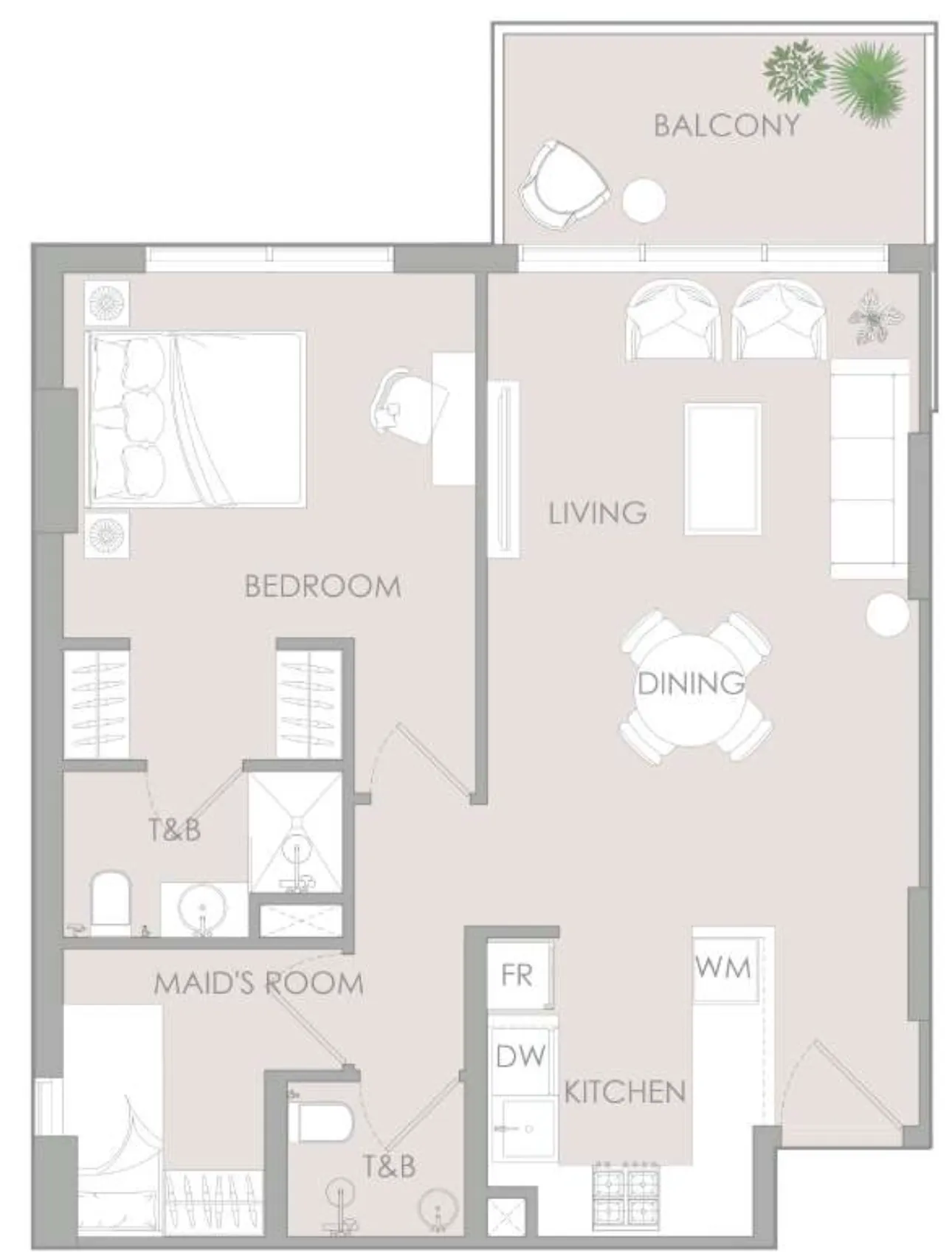 1 BR layout at IR1DIAN Park