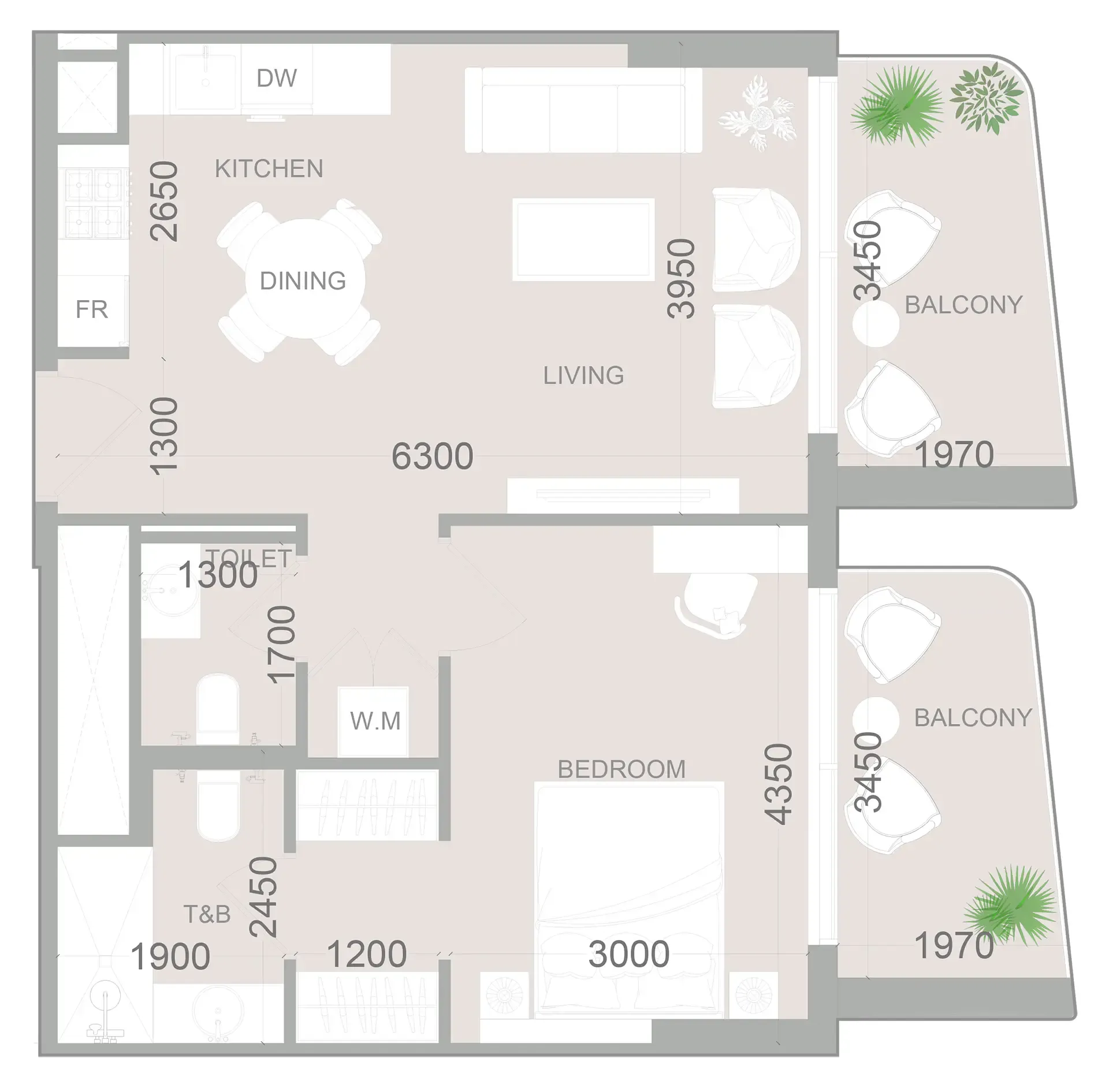 1 BR layout at ELAR1S Sky