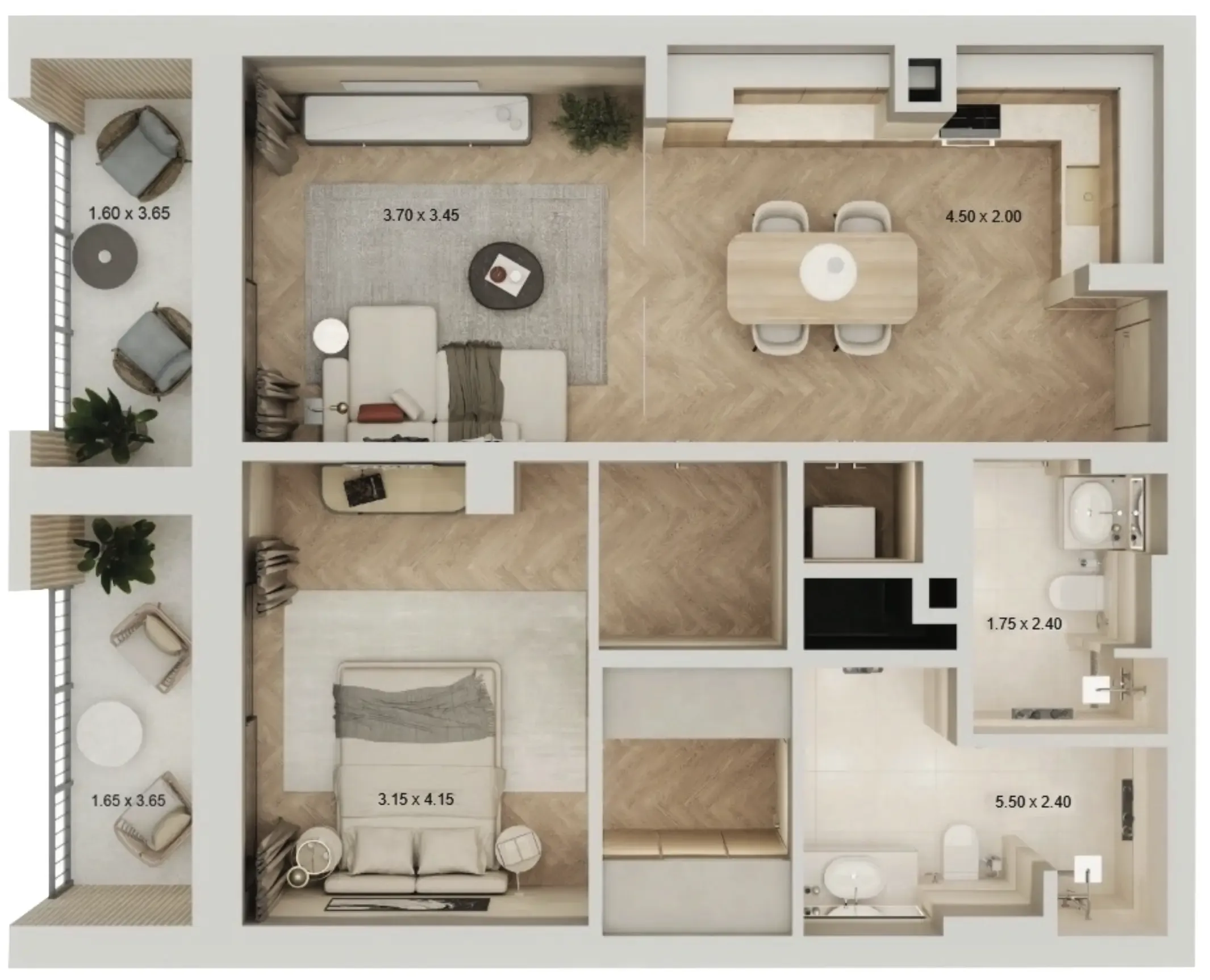 1 BR layout at Arisha Terraces