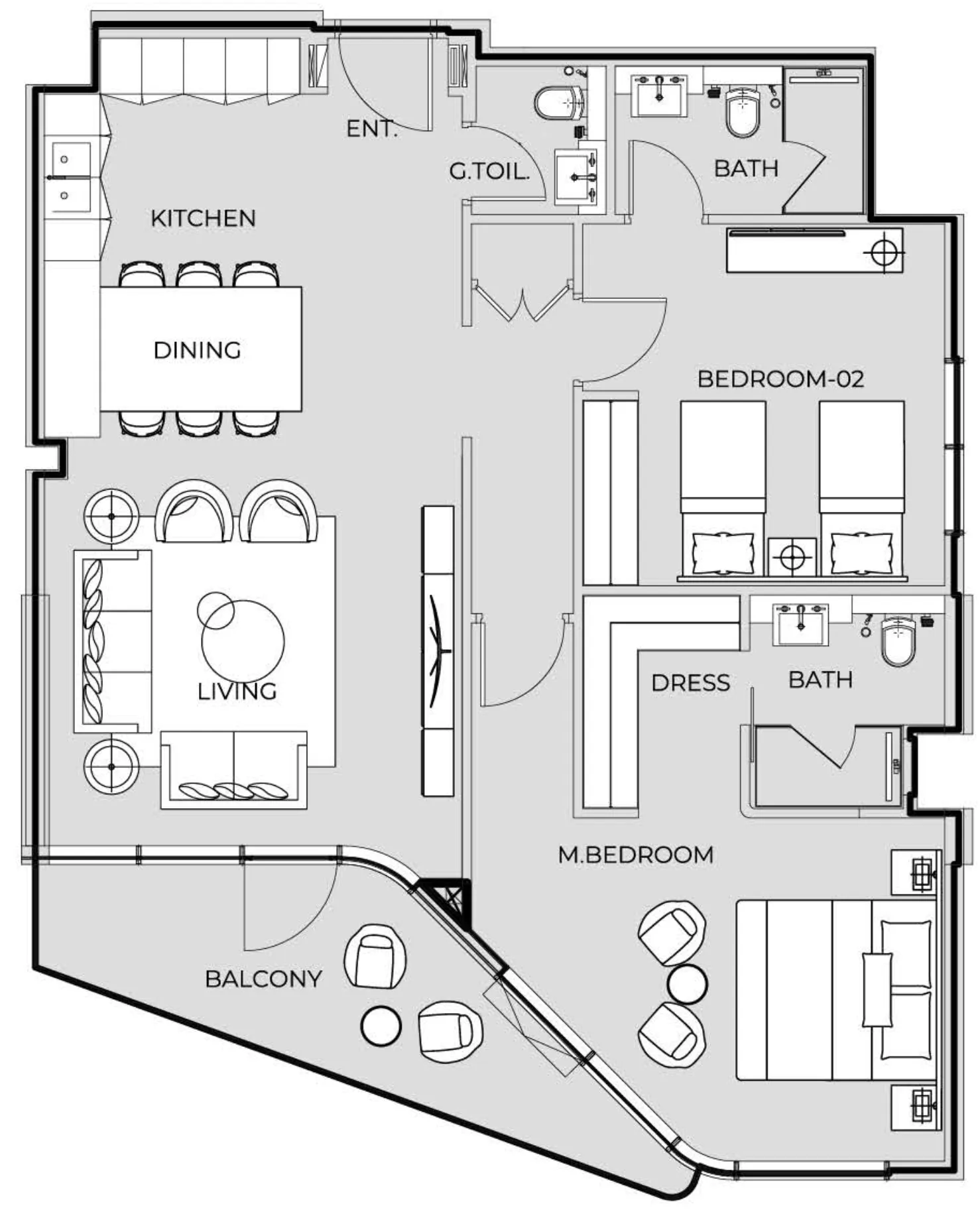 2 BR layout at Coastal Haven
