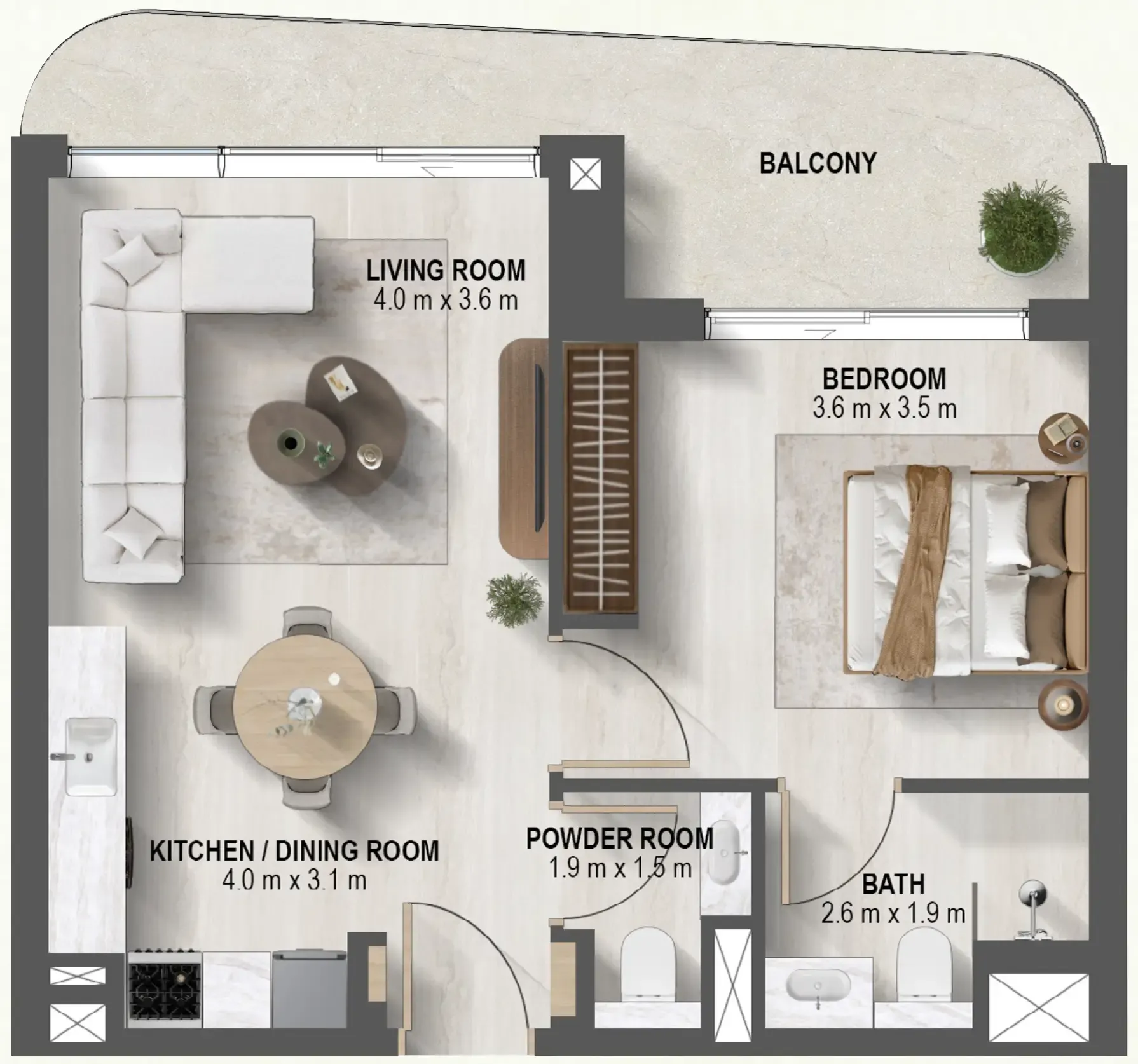 1 BR layout at Sanctuary