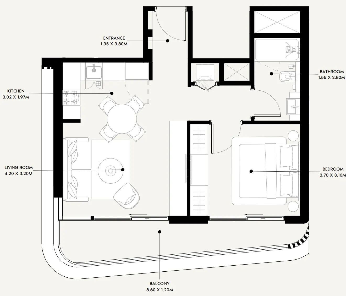 1 BR layout at Azizi Sakandar
