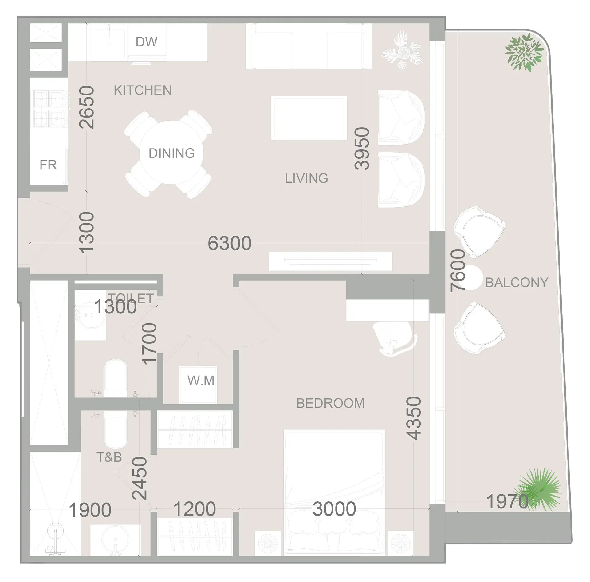 1 BR layout at ELAR1S Sky