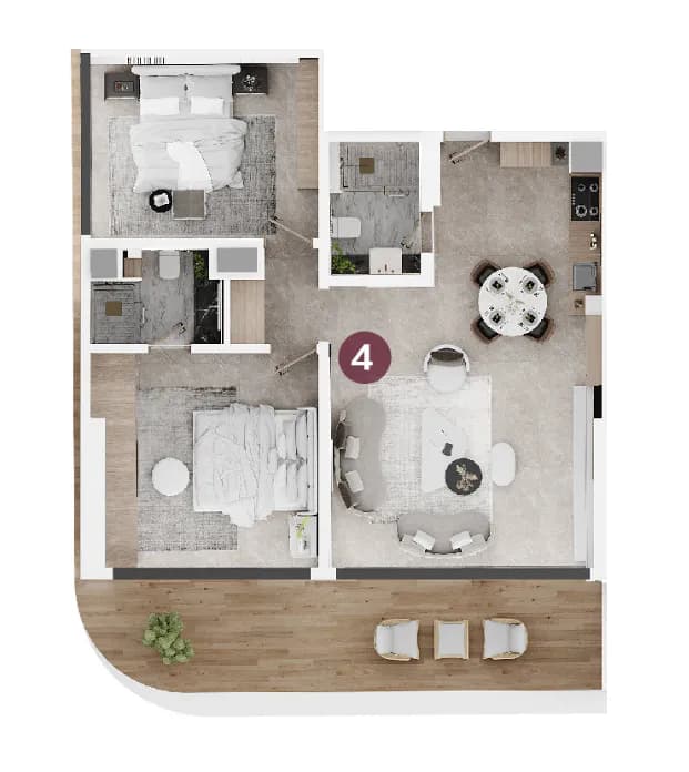 2 BR layout at Electra Acube