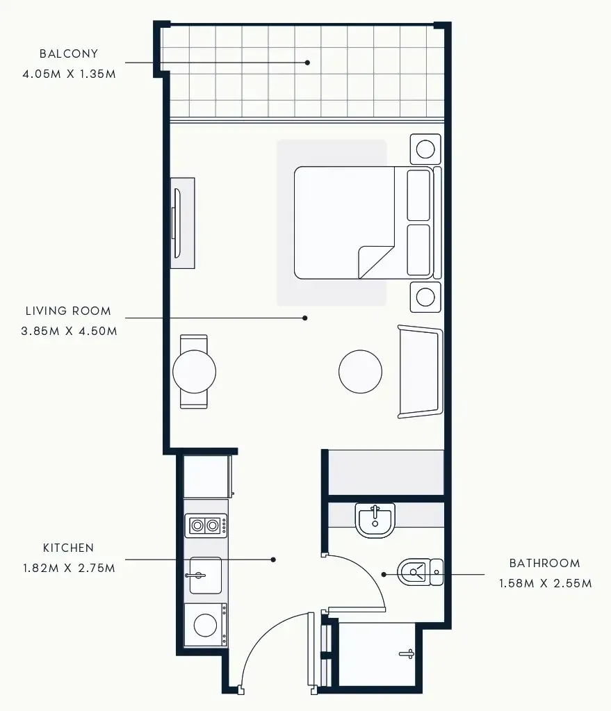 0 BR layout at Riviera Beach Front